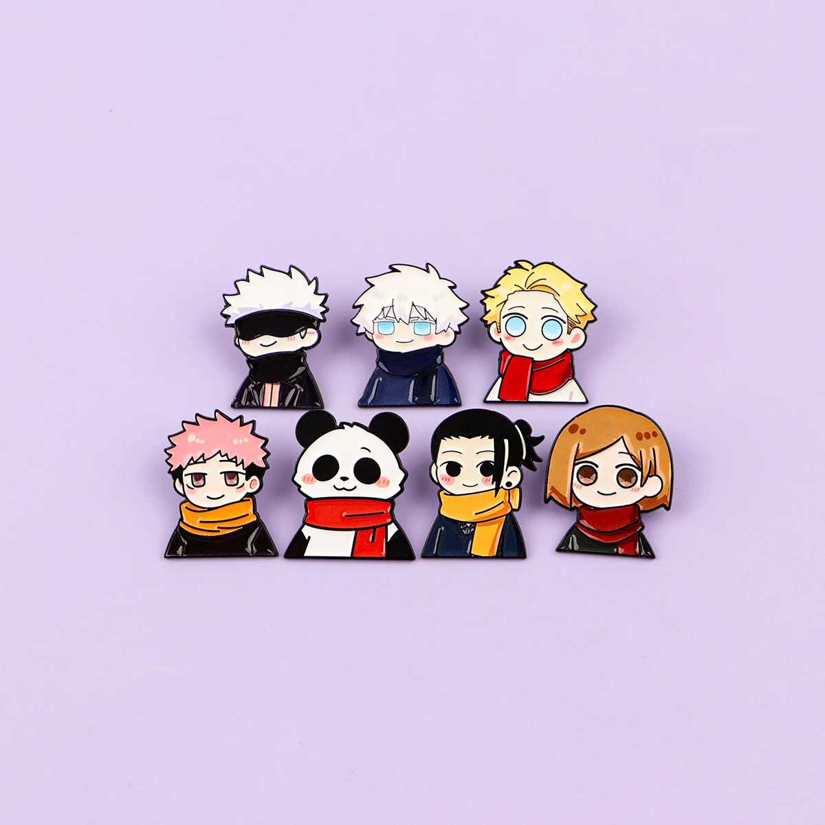 7-teiliges Manga-Jungen-Emaille-Pin-Set, Cartoon-Panda-Brosche für Mäntel, Damenbroschen, Anime-Reversnadeln, Schmuckgeschenk für Fans und Freunde