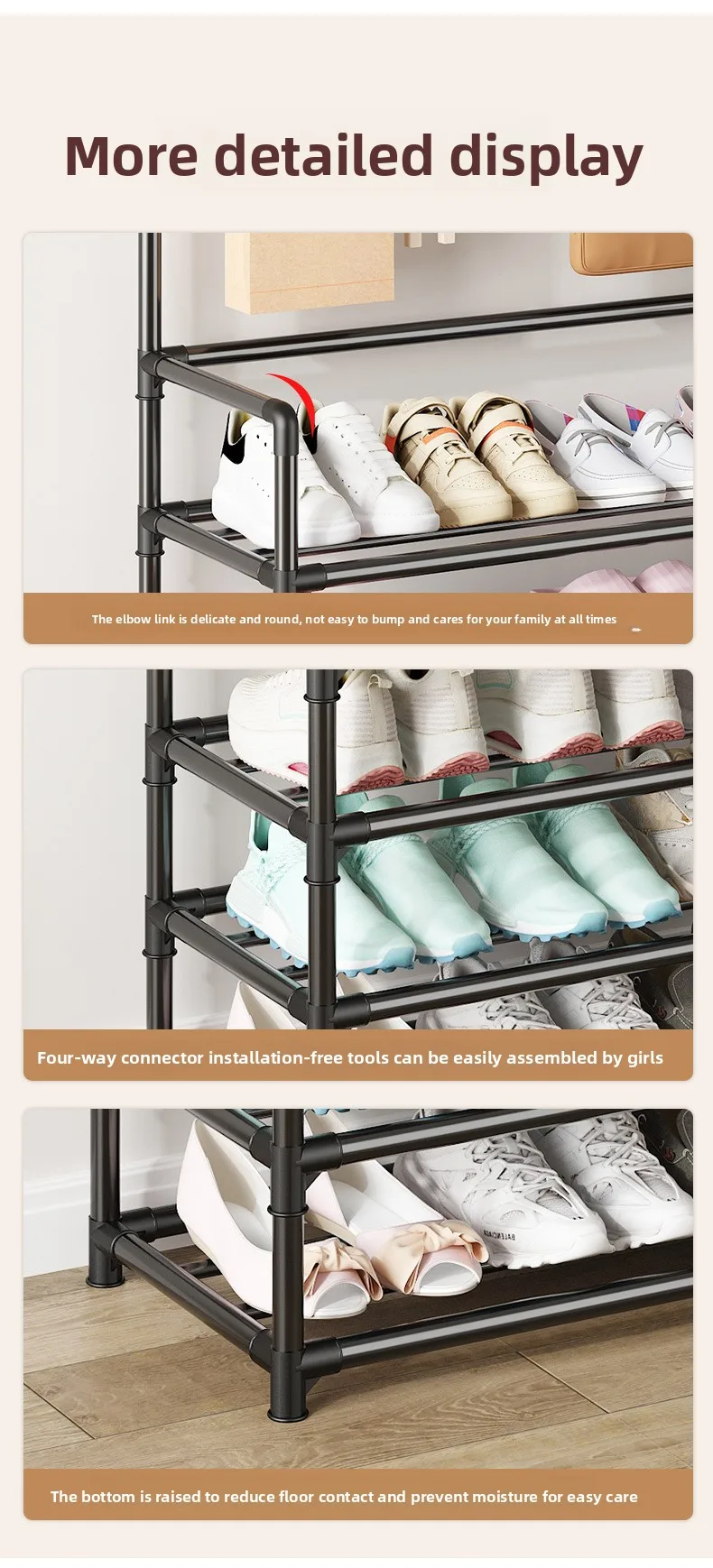 Compact Floor To Ceiling Shoe Hat Clothing Rack, Multi-Layer Storage, Doorstep Space Saving Organizer, Easy Use Household Stand