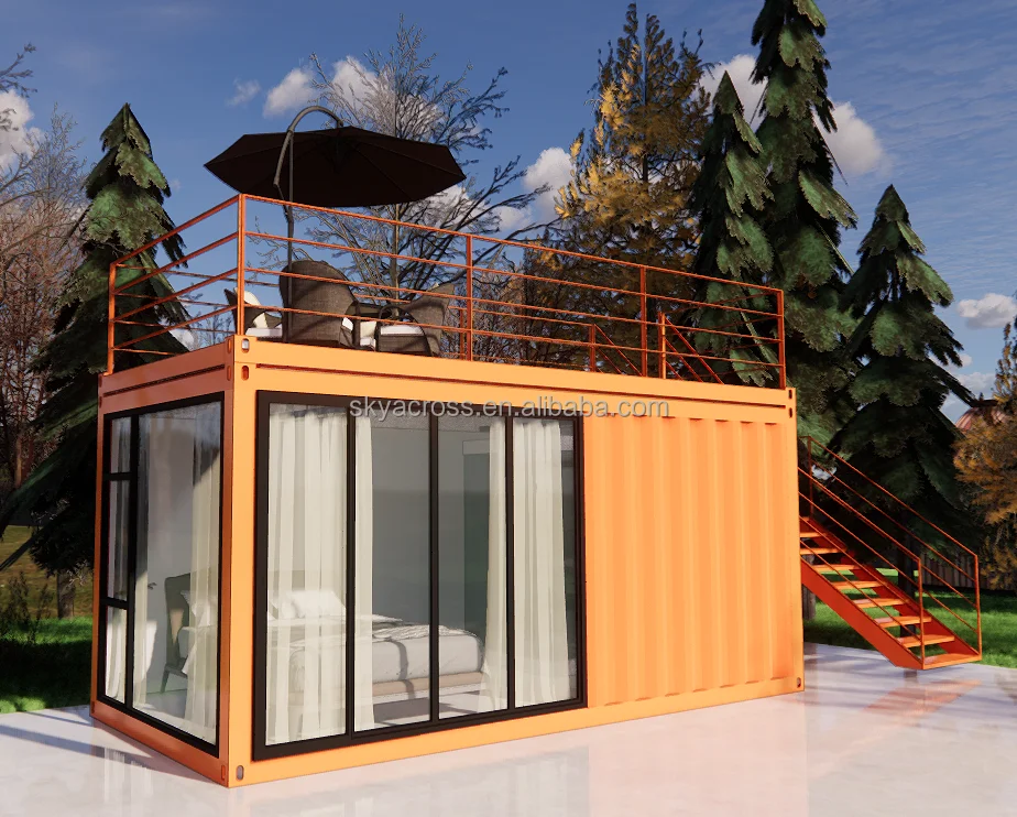 20 feet 40 feet flat package detachable luxury prefabricated 2-bedroom modular container room waiting for bathroom shower room