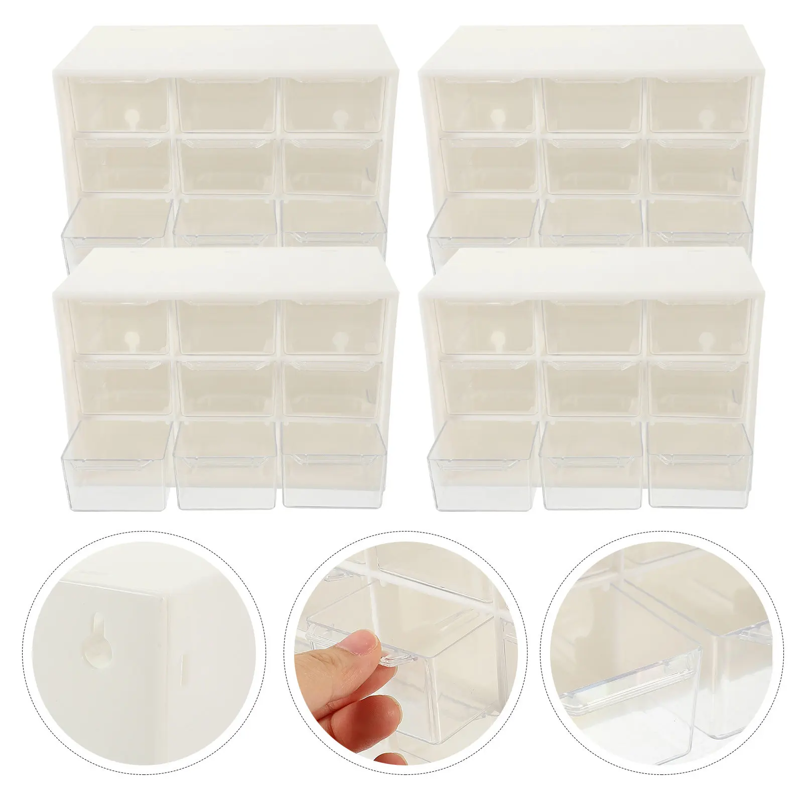 

4Pcs Drawer Style Storage Box Plastic Organizer Small Jewelry Beads Craft Components Storage Container Mini Transparent