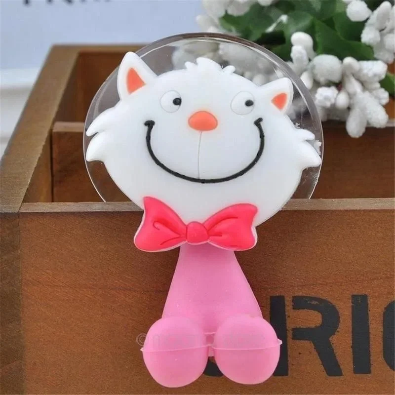 Suction Cup Toothbrush Holder Wall Mounted Cute Cartoon Cat And Pig Bathroom Toothbrush Suction Cup Toothpaste Hanger Rack