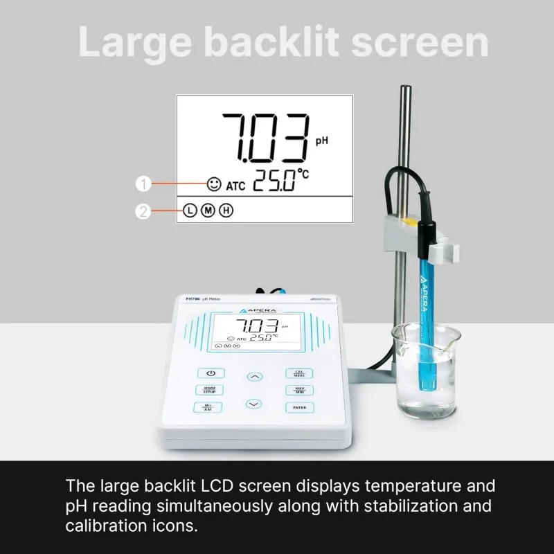 

2026 Instruments LLC AI501 PH700 Настольный лабораторный pH-метр 3-в-1 0,01 pH Точность 1-3 точки Автоматическая калибровка PH/Temp