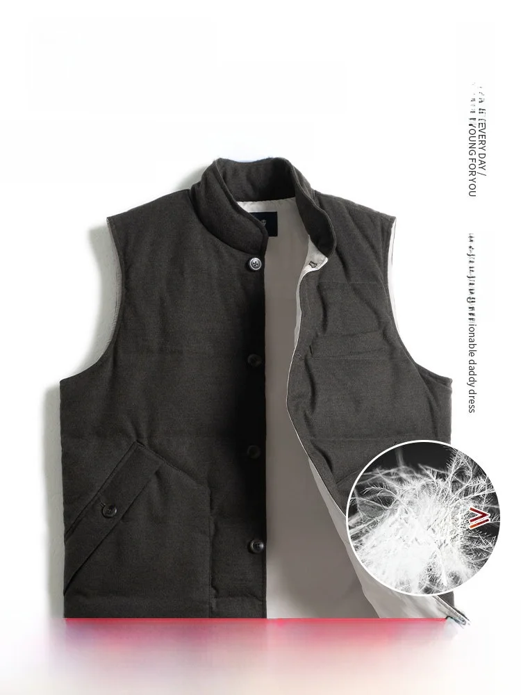 

Loose Winter Jaet for Dad Du down Vest Men's Multi-ket Stand Collar Vest Middle-Aged And ly Warm ly andpa ...
