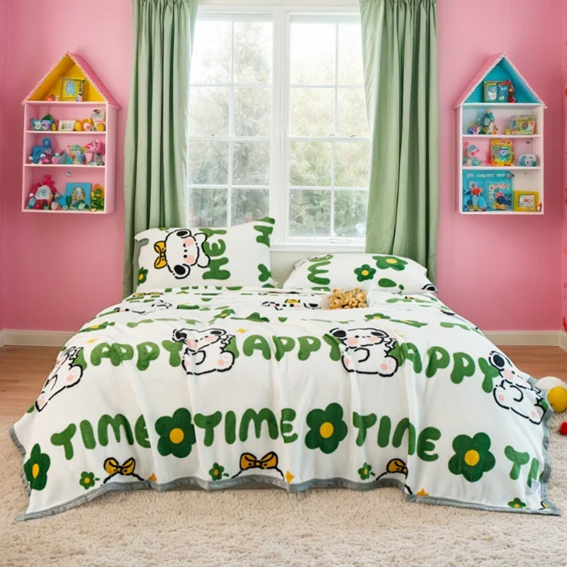 

Cartoon Cute Four Seasons Universal Office Lunch Break Thickened Cover Blanket Quilt Winter Coral Velvet Bed Warm Nap Blanket