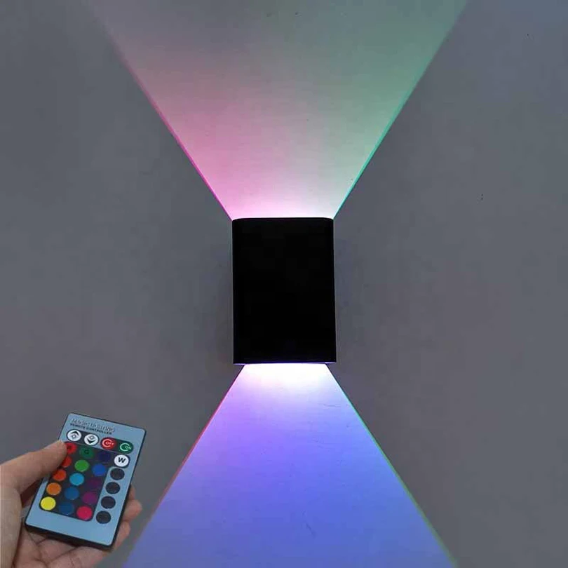 Telecontrol LED Wall light 3W Modern Indoor Wall Lamp, Up Down colorful Wall Mount Lights for Living Room Hallway Bedroom