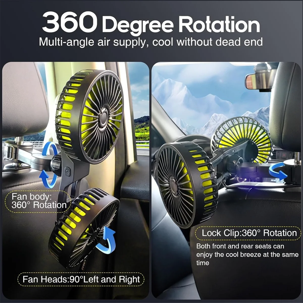 USB Car Cooling Fans for Backseat, Dual Head Car Fan for Kid Super Deal drest Fans