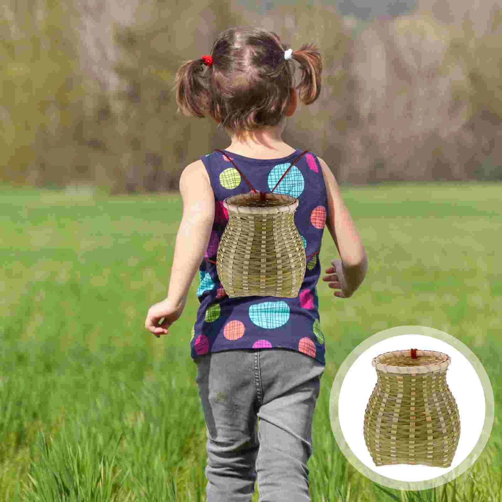 Storage Basket Bike Woven Knapsack Decorate Bamboo Chinese Style Backpack Child Hampers