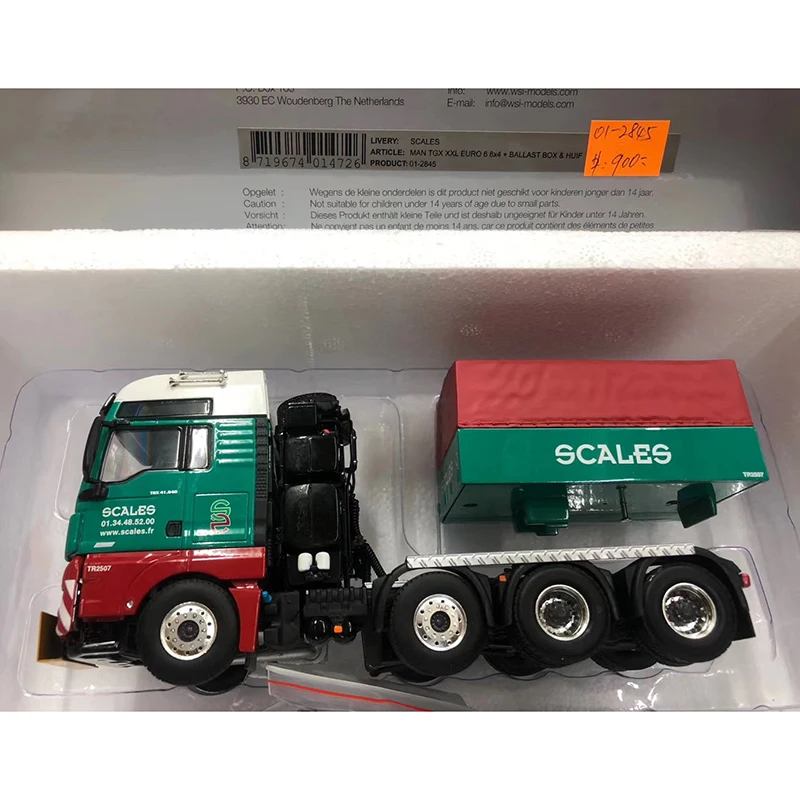 

WSI Diecast 1:50 Scale MAN TGX XXL 8X4 Tractor Truck Alloy Model 01-2845 Collection Souvenir Display Vehicle Toys