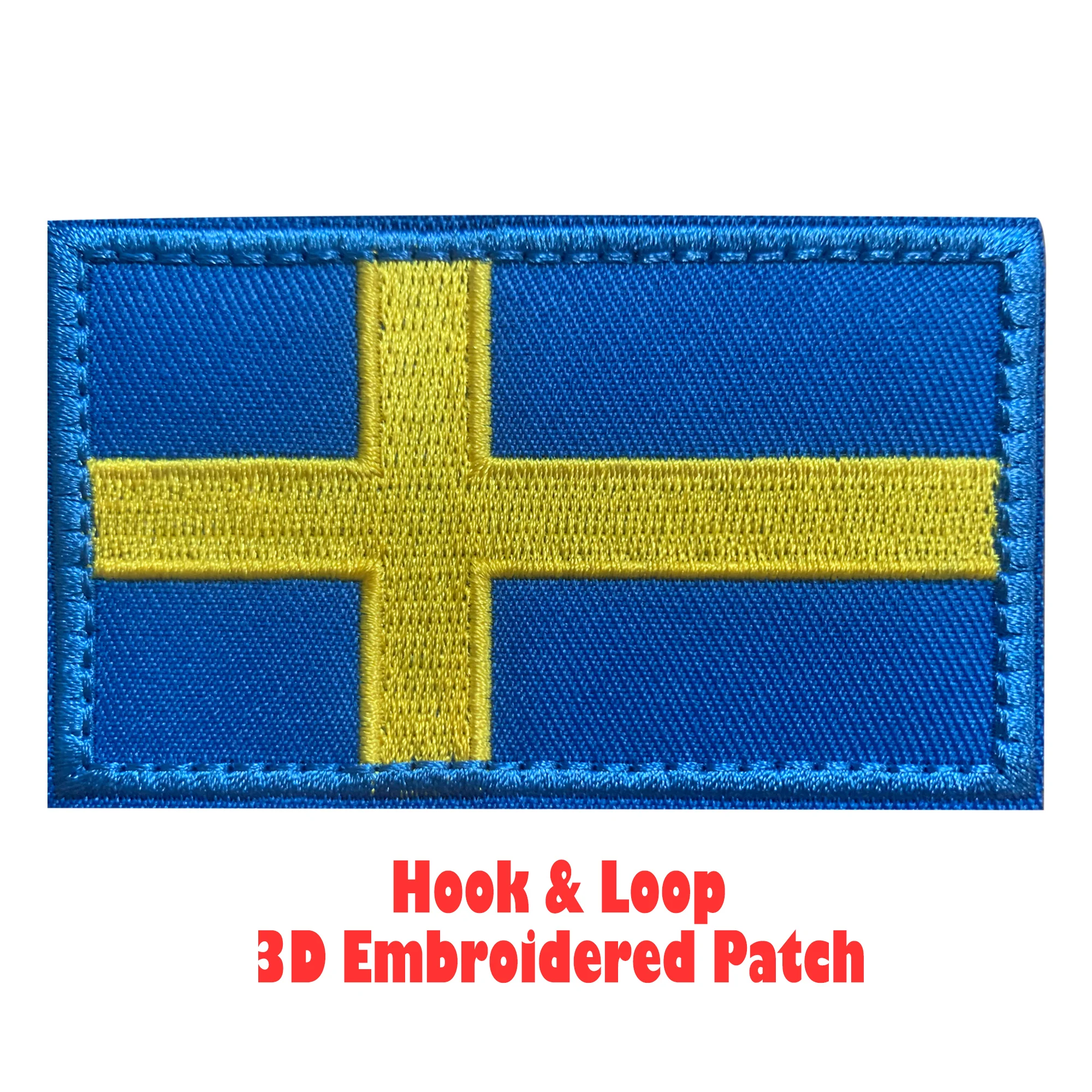 2Pcs Sweeden Flag Patch Hook and Loop Embroidered Patch Sweeden Embroidered Appliques