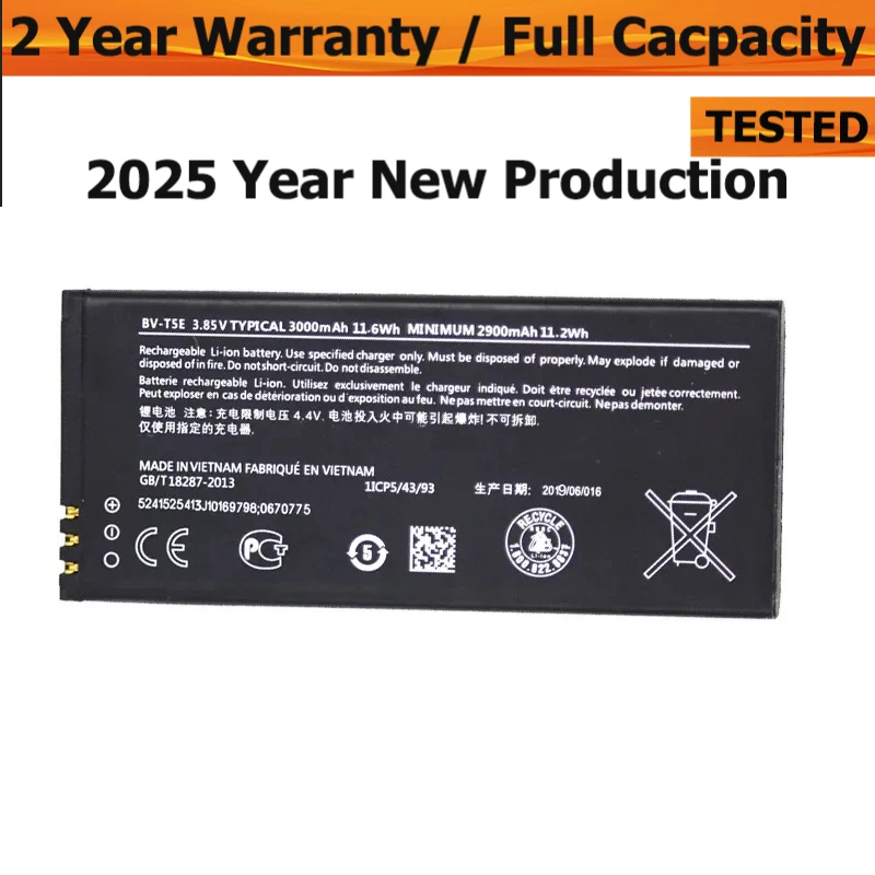 Brand-New BV-T5E battery for Microsoft Nokia Lumia 950 RM-1104  RM-110 RM-1106 3000mAh BVT5E BV T5E Replacement