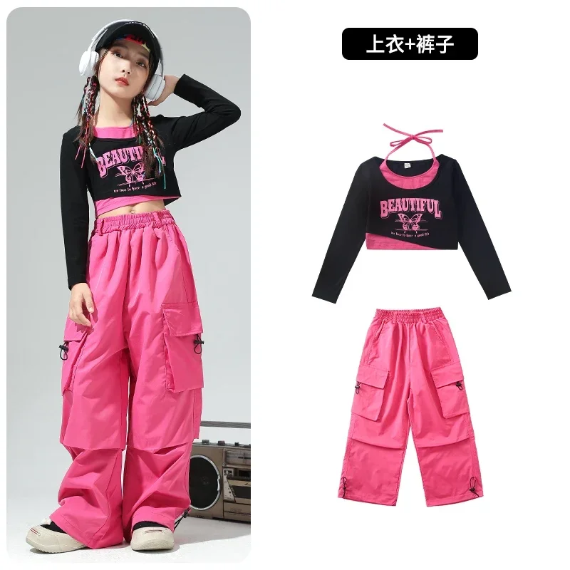 Children Hip Hop Street Dance Costume Girls Jazz Dance Competition Performance Clothes Set Girls Model Runway Walking Costume