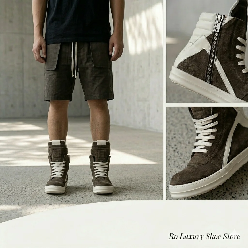 Brand Cow Suede Men Sneaker, Designer Women Punk Flats, Casual Luxury Men Trainer, Brown Leather Flat Street Lady Geobasket