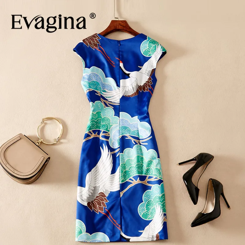 Evagina New Fashion Runway Designer Dress Women's Garment Sleeved Elegant Print Casual S-XXL High Quality Mini Dresses