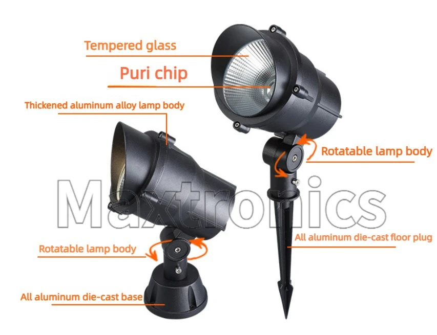 AC85-265V LED COB Spotlight 3/ 5/7/10/12W Outdoor Spike Lawn Lamp Waterproof Lighting Garden Path Tree Light Landscape Lighting