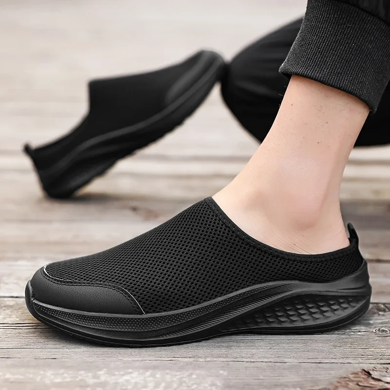 

New Men Half Slipper Flats Sole Comfortable Lightweight Men's Shoes Breathable Male Home Slippers Shoes for Man Plus Size