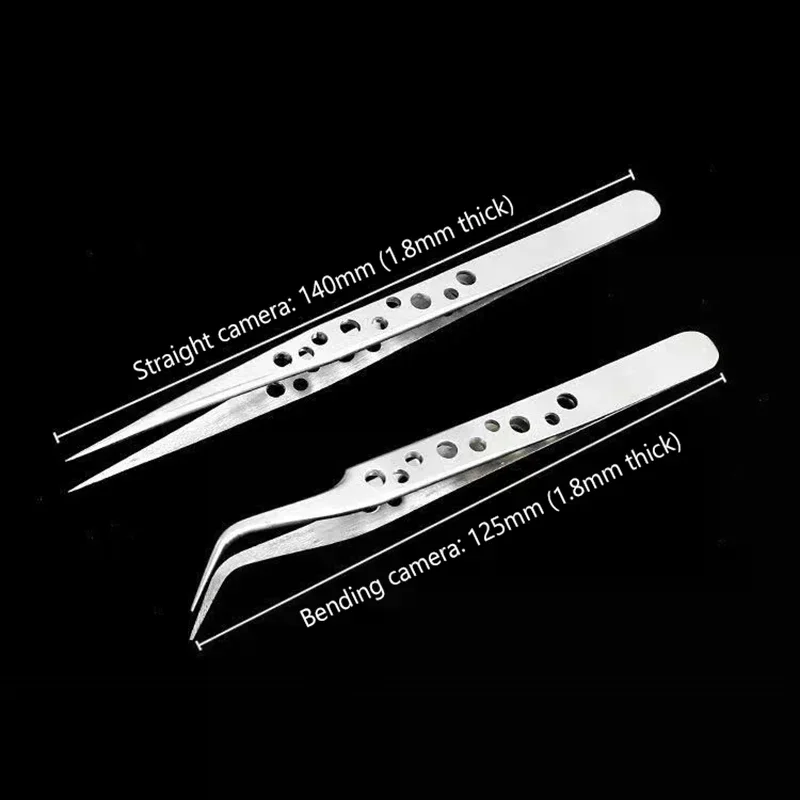 2pcs Industrial Tweezers Electronics Anti-static Curved Straight Tip Precision Stainless DIY Hand Tools Sets Forceps Phone Repai