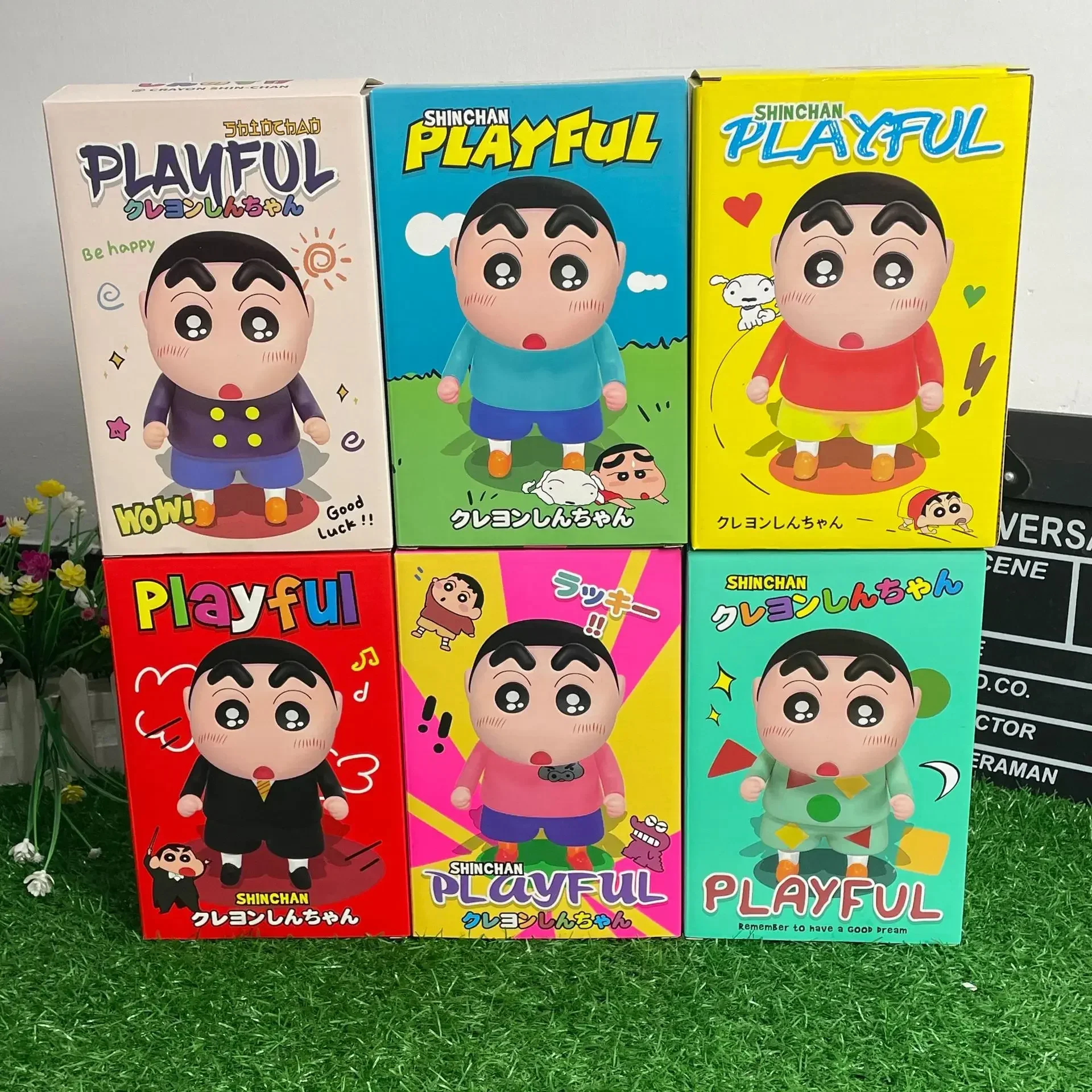 23cm Crayon Shin-chan Nohara Shinnosuke Anime Figures Color Box In Stock Trendy Ornaments Doll Vinyl Model Collectible Toys Gift