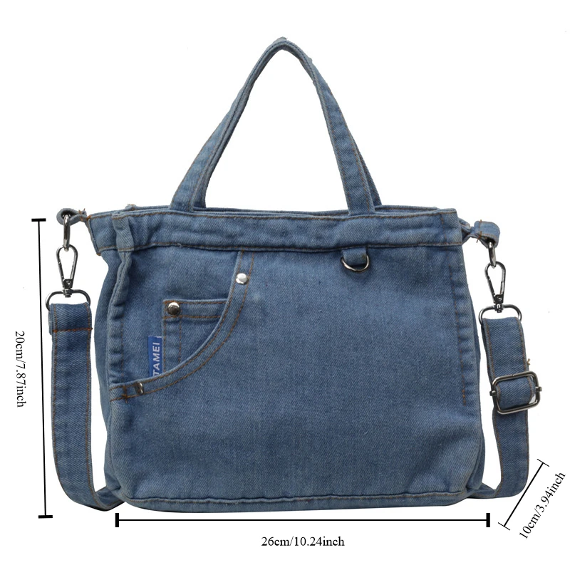 Sac à bandoulière en denim de grande capacité, édition coréenne, chimépissage, bergame, sac lancé unique, mode commpiedmont, sac aciers en toile