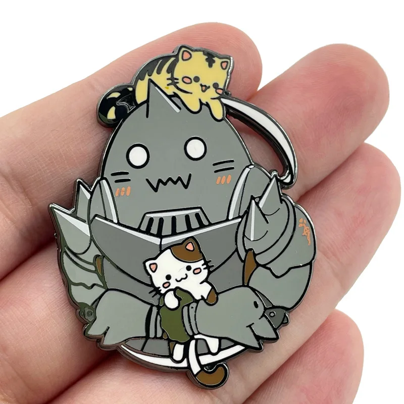 Lindo Alphonse Elric alfileres esmaltados Anime Fullmetal Alchemist insignias de Metal Japón Manga broches bolsa mochila ropa solapa Cosplay