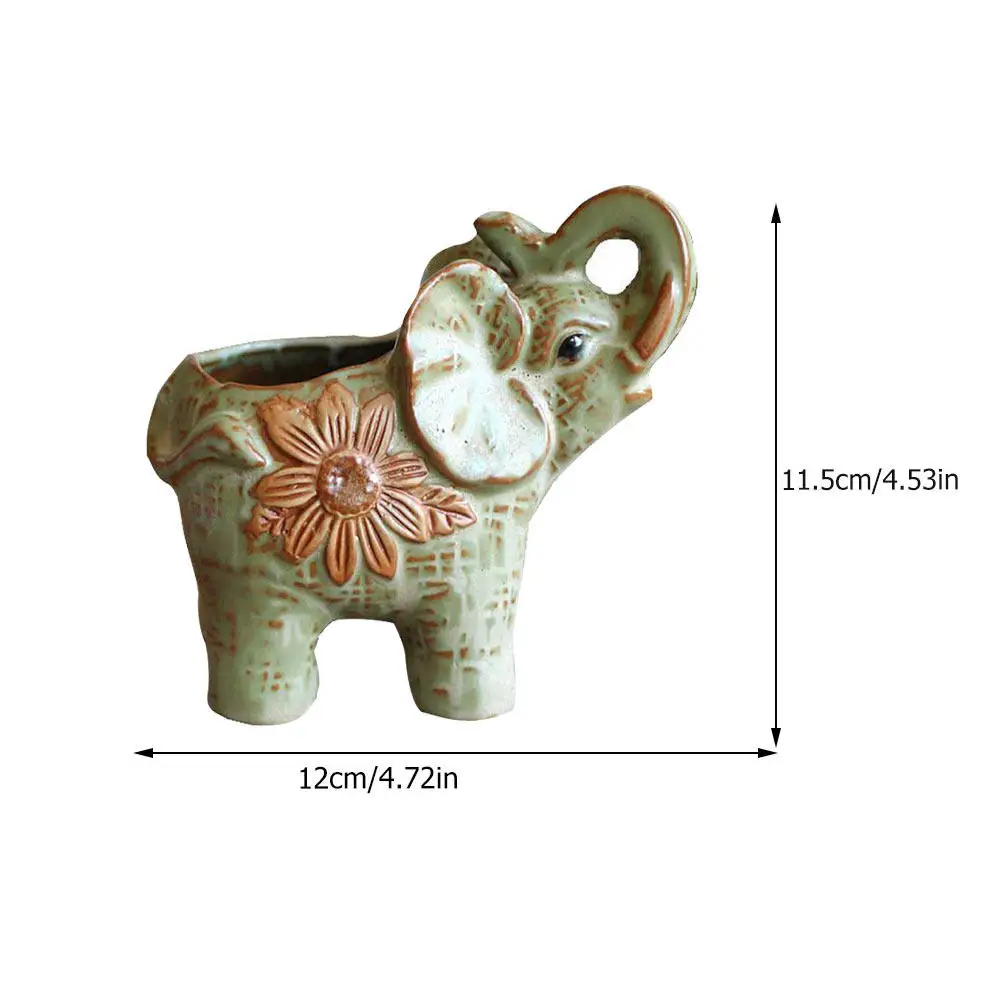 Ceramic Elephant Bonsai Pot Small Space Saving Flowerpot for Succulents Desktop Adornment Tabletop Flowerpot Garden Balcony