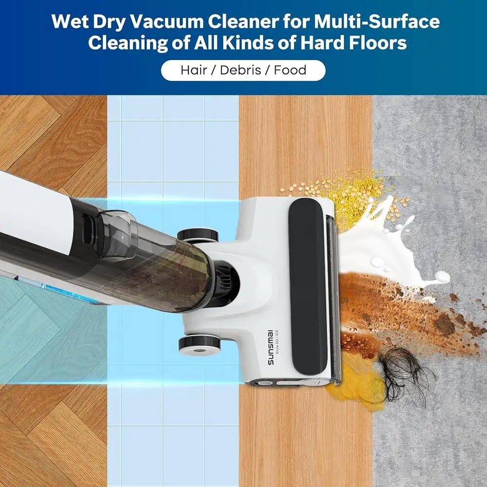 Cordless Wet Dry Vacuum Cleaner Electrolyzed Water Technology Self Cleaning Lightweight Digital Display Multi Surface HEPA