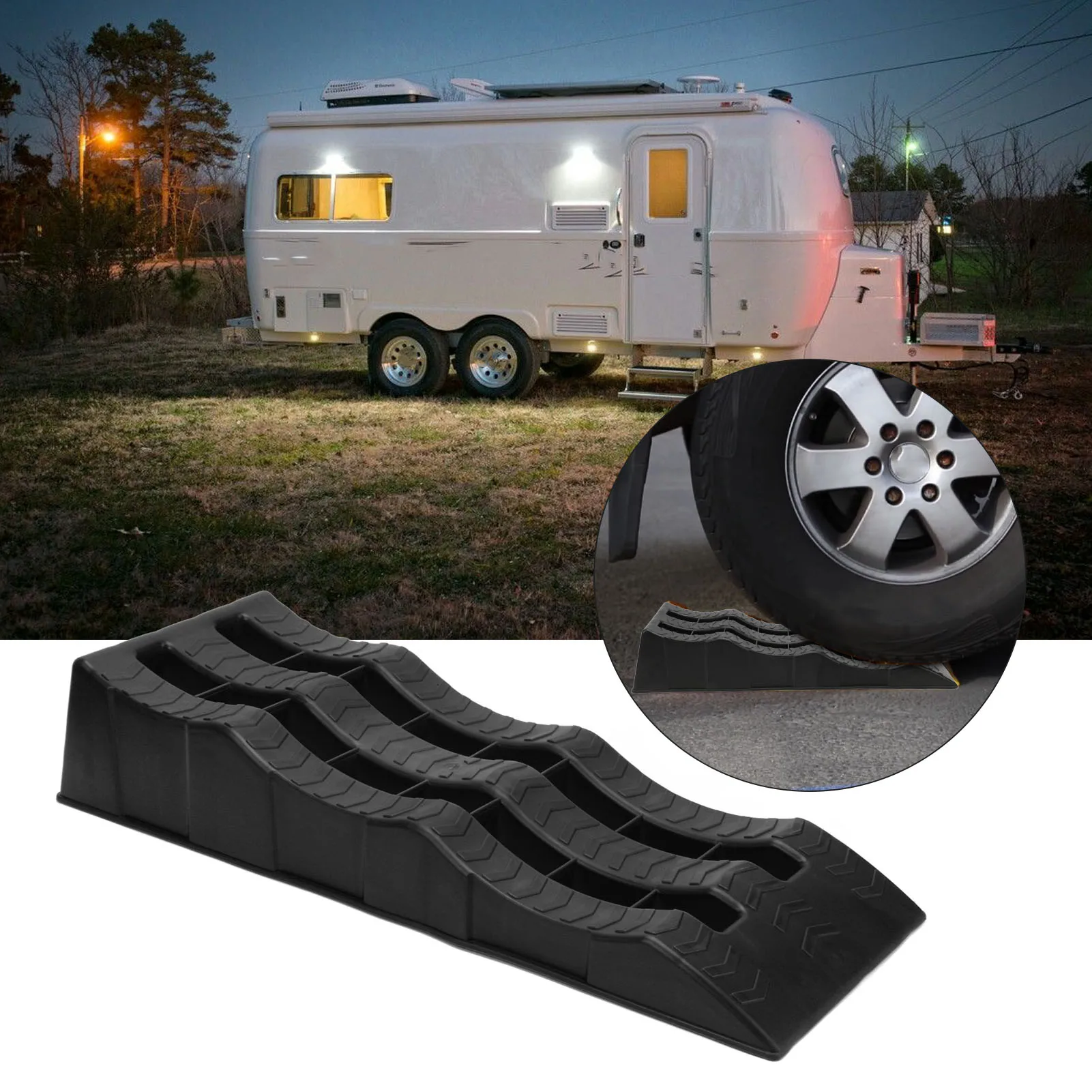 

2PCS Automotive Leveling Ramp 7716LBS Capacity 3 Different Height Long Lasting Use for Travel Trailer RV Truck