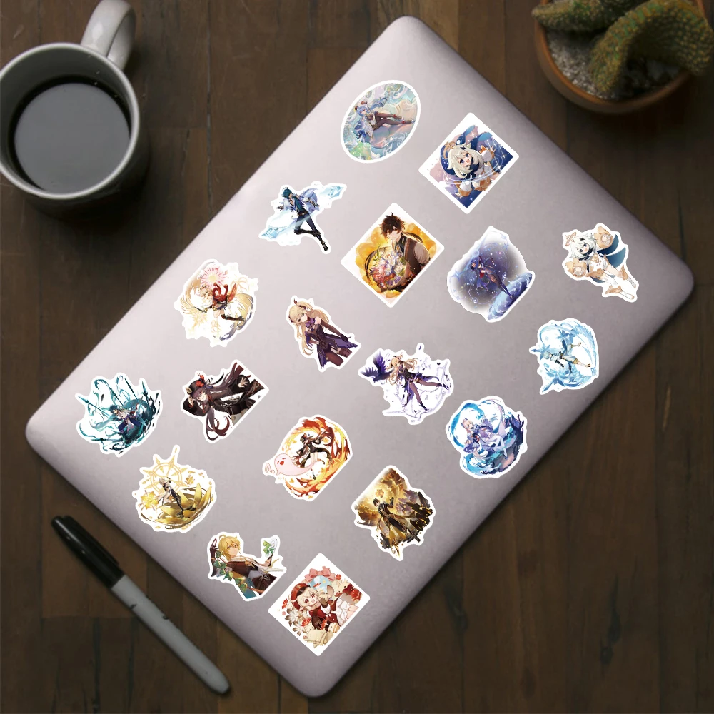 50/100Pcs Game Anime Genshin Impact Stickers Kawaii Laptop Guitar Suitcase Bike Car Motorcycle Waterproof Sticker for Kids Toy