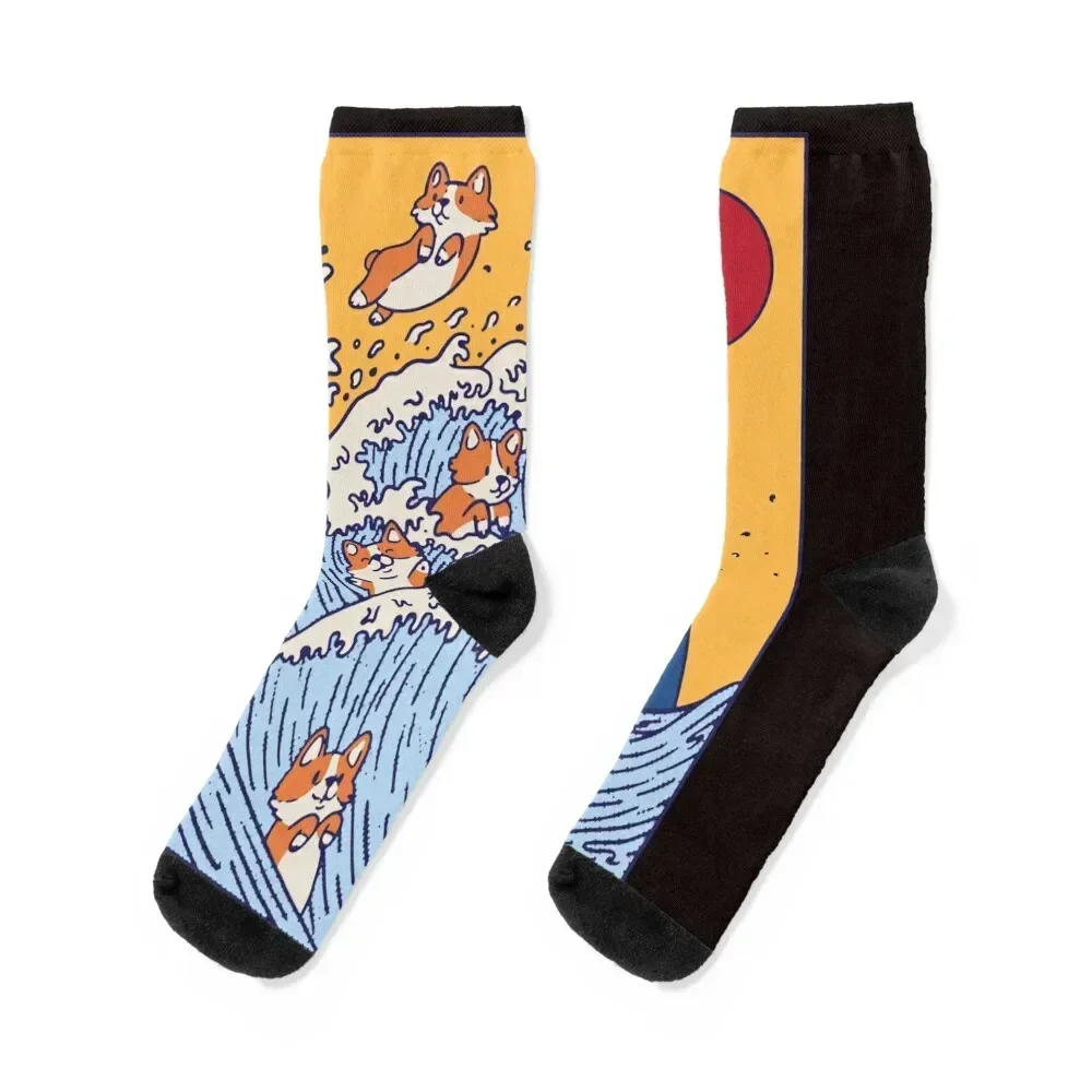 The great wave of Corgis - Cute Corgi Puppies Socks winter gifts halloween Socks Girl Men's