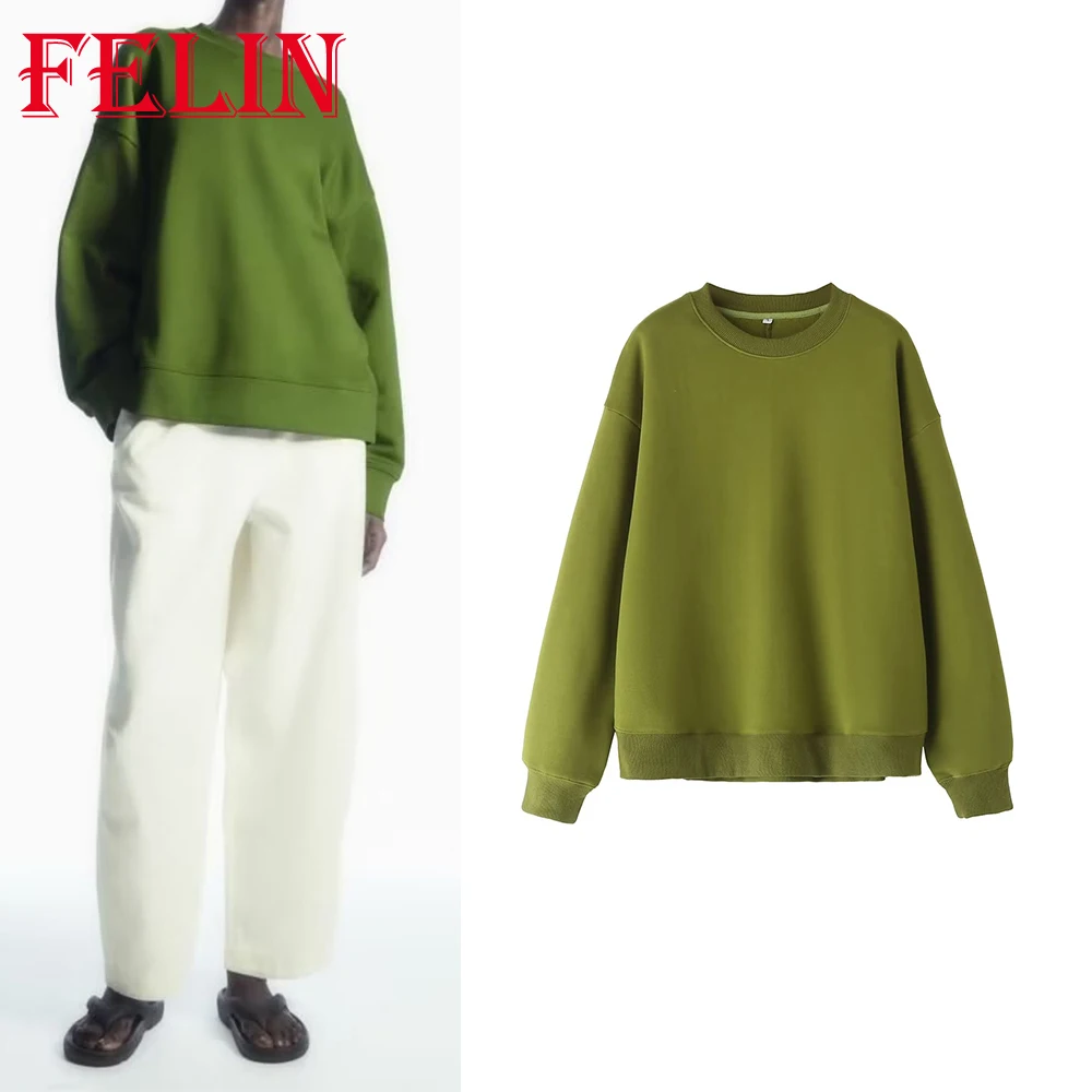 TRAF 2023 autunno inverno donna Casual felpe maglione O-Ncek maglione allentato pullover oversize maglione Vintage top femminili