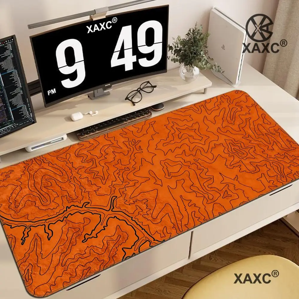Orange Black Line Mouse Pad Non-Slip Wear-Resistant Rubber Bottom With Stitched Edge Keyboard Mat Suitable for Office HYBXXC