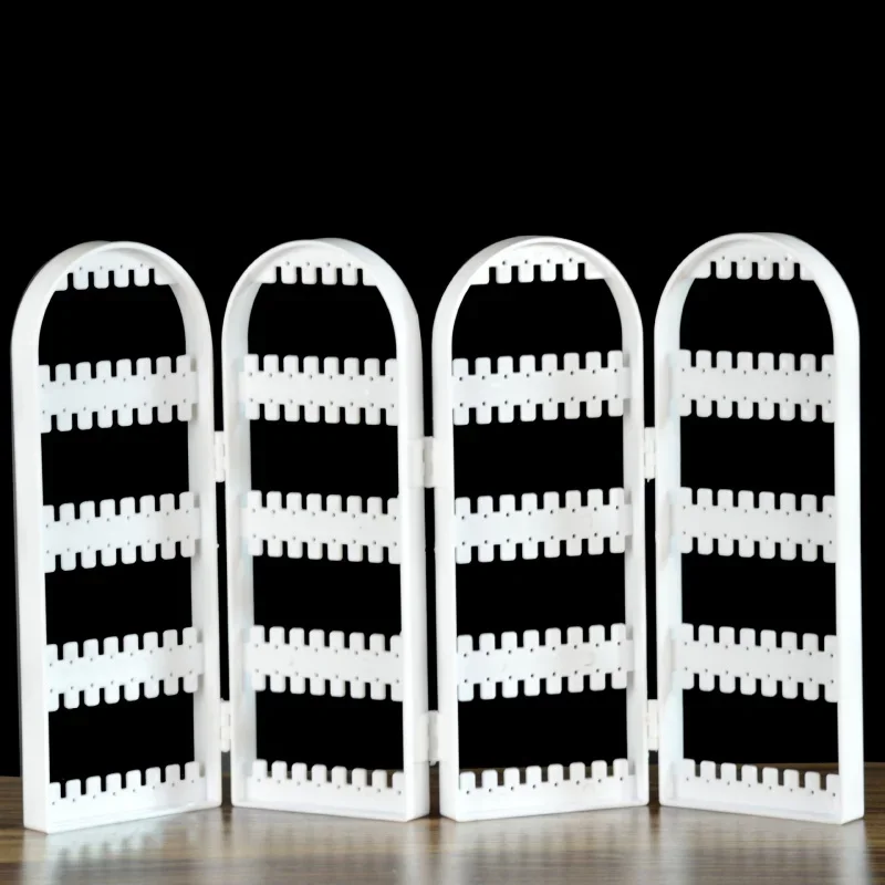 Jewelry Display Rack Necklaces Rings Plastic Folding Holder Large Capacity Bracelets Storage Hanger with Stud Earrings Holes