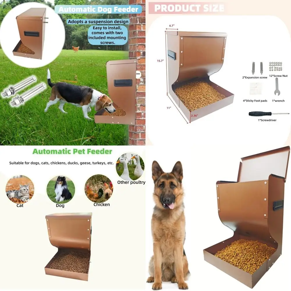 

15-фунтовая удобная автоматическая кормушка для собак среднего и большого размера, кошек и других домашних животных