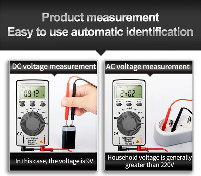 AN101 Mini Digital Multimeter Multimetro Tester DC/AC Voltage Current Lcr Meter Pocket Professional Testers with Test Lead