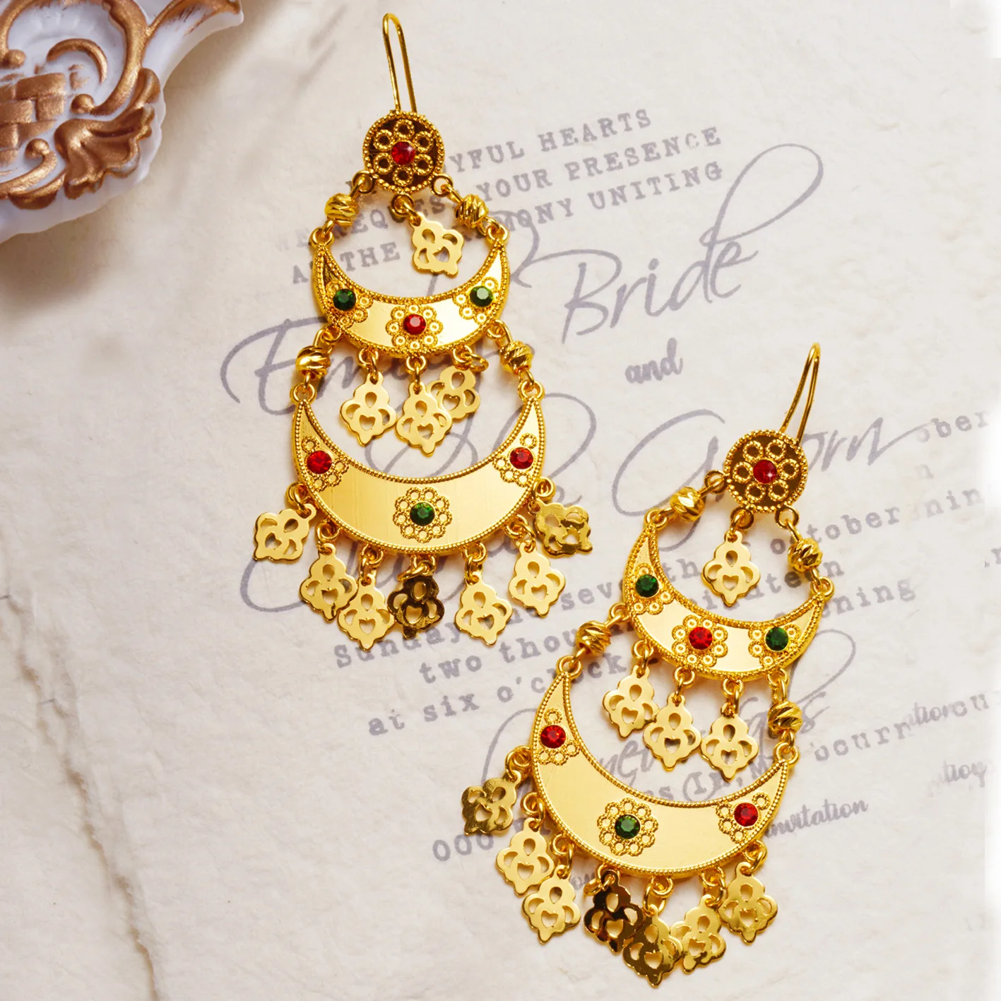 9999 gold long dangling fringed earrings -Simple yet elegant  Wholesale round bead fringed earrings.