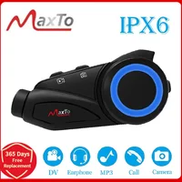 MAXTO M3 casco de motocicleta auriculares Bluetooth intercomunicador 1000m WiFi 1080P lente grabadora de vídeo impermeable 6 conductores