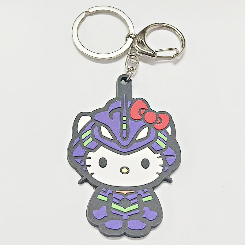 Evangelion Mecha Kitty Enamel Key Chain Hello Kitty Keychain Women Fashion Jewellery Backpack Decorate The Keychain For Girls