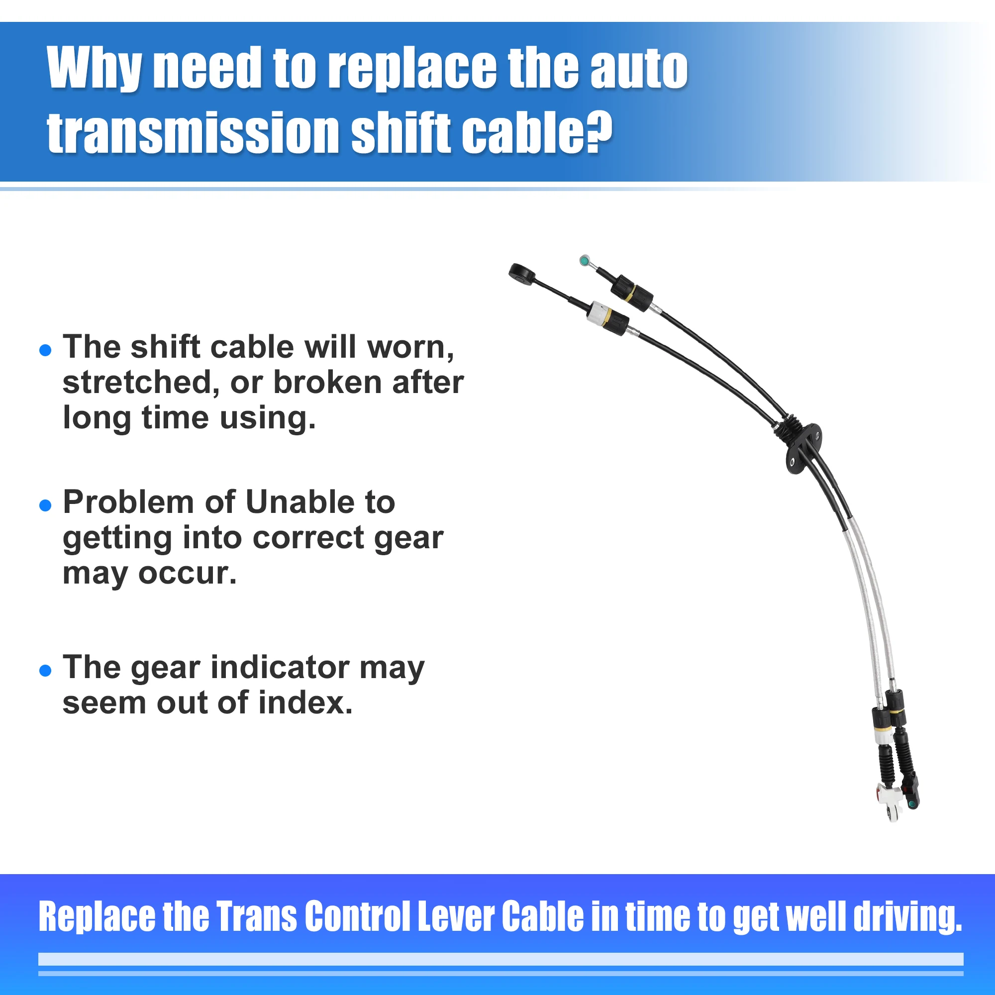 X Autohaux Automatic Transmission Double Gear Shift Cable No.1S4Z7E395HA/1S4Z-7E395-HA Fit for Ford Focus 2001 2002