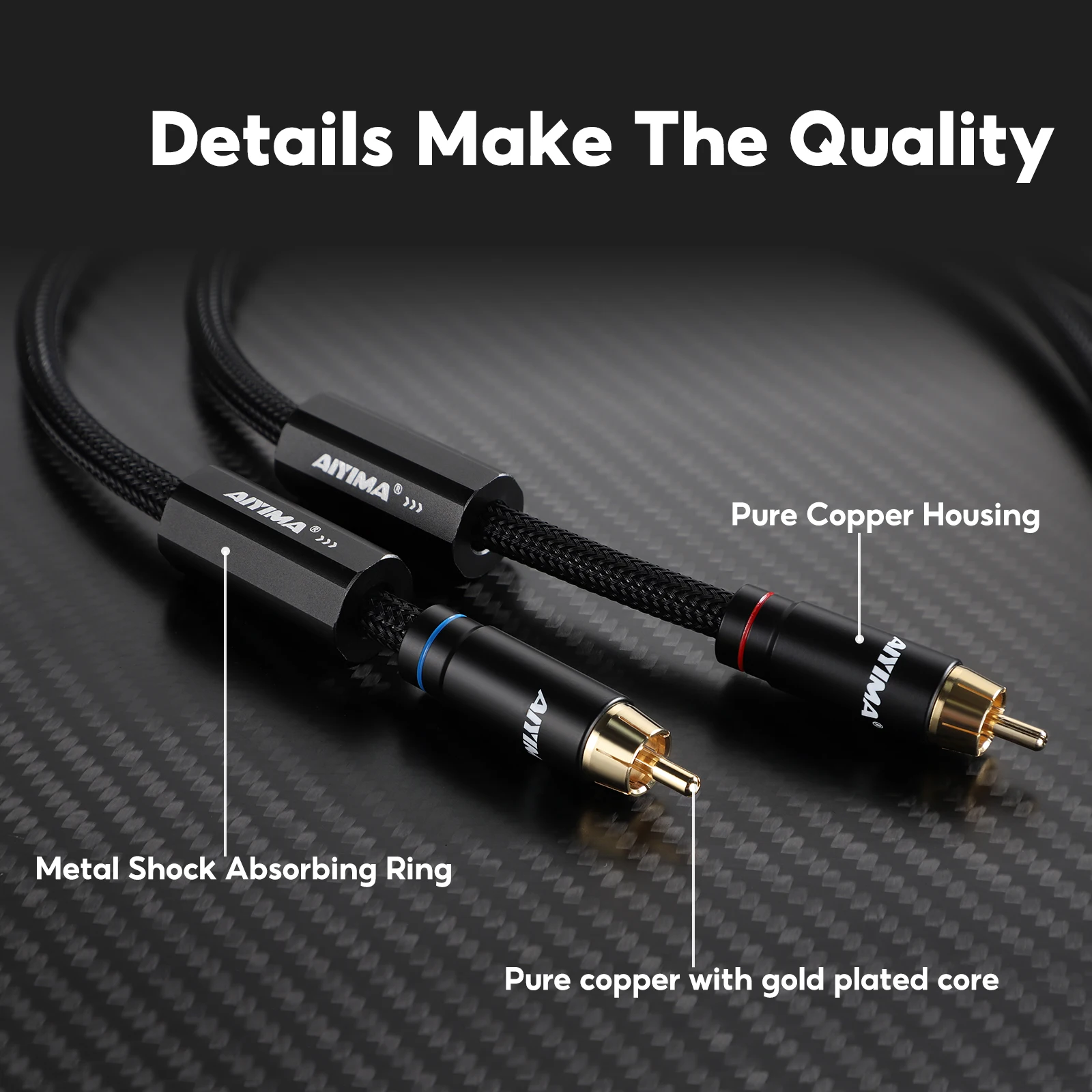 AIYIMA Kabel Audio RCA 2 RCA Ke 2 Kabel Interkoneksi RCA HIFI Stereo 6N OFC Jantan Ke Jantan untuk Amplifier Speaker A80 /A07 Maks