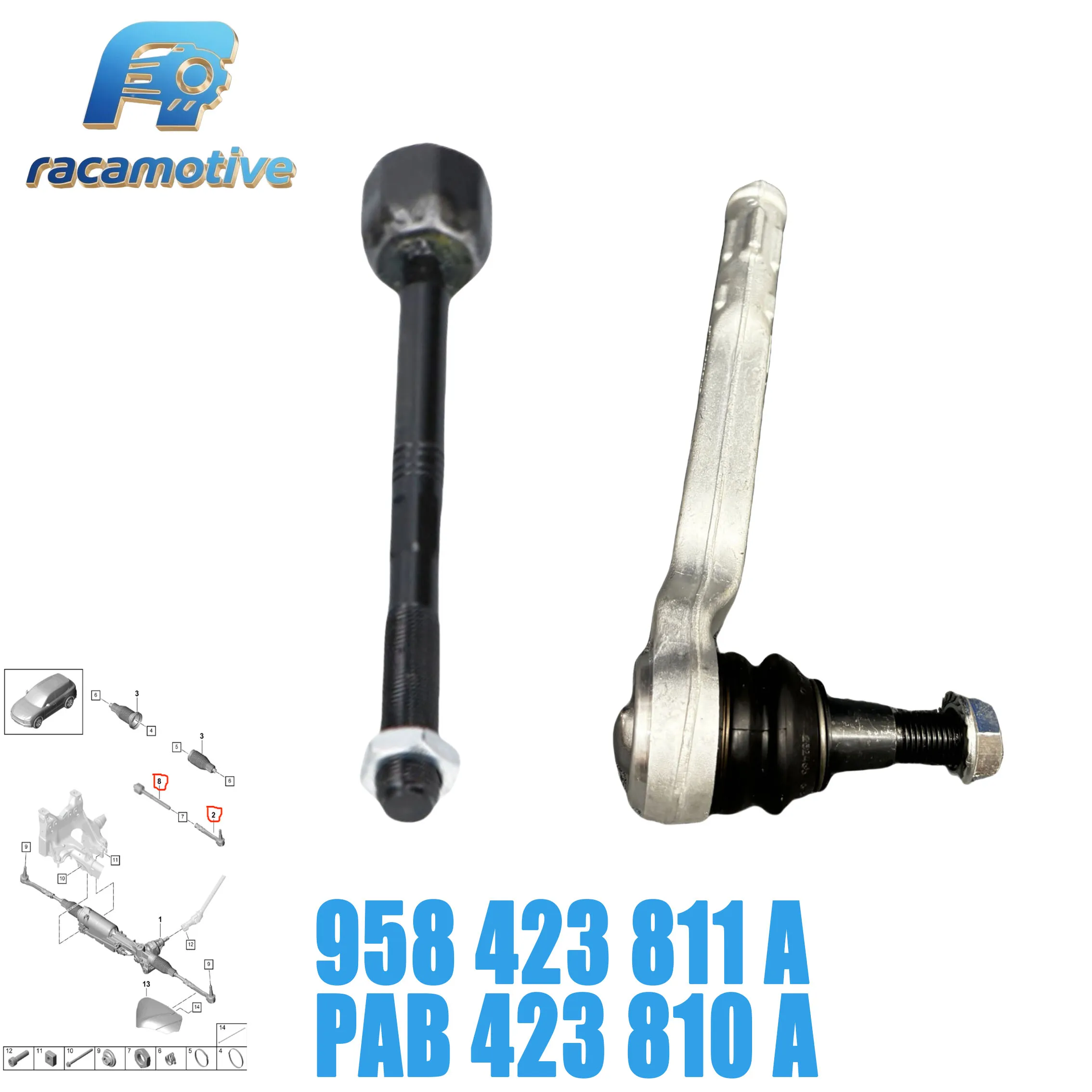 958423811A PAB423810A for Porsche Cayenne 9Y0 9YA 9YB Front axle external steering stem end ball joint 9Y0423811B 4M0423810C.