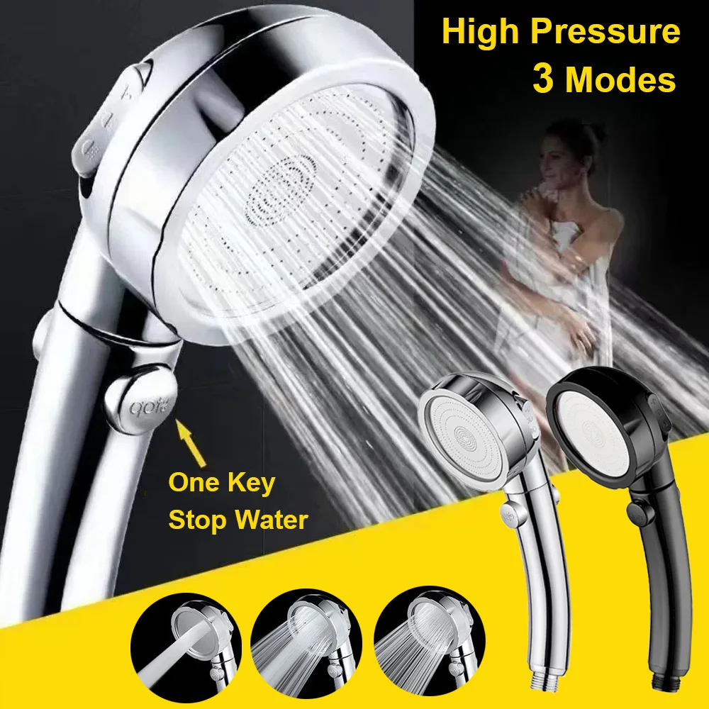 Shower Head for Bathroom High Pressure Water Saving Spray Nozzles 3 Modes Adjustable Spa Showerhead Faucet Bathroom Accessories