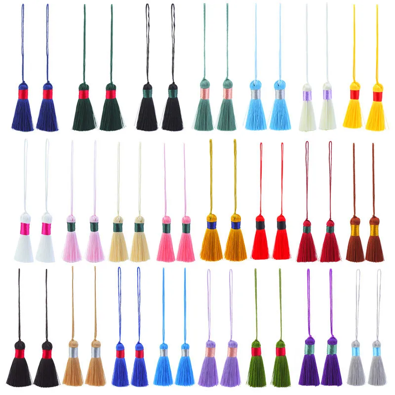 2Pcs/Lot 13.5×1cm Tassel Pendant For Handmade Key Lanyard Making Diy Colorful Tassel Mobile Phone Rope Accessories