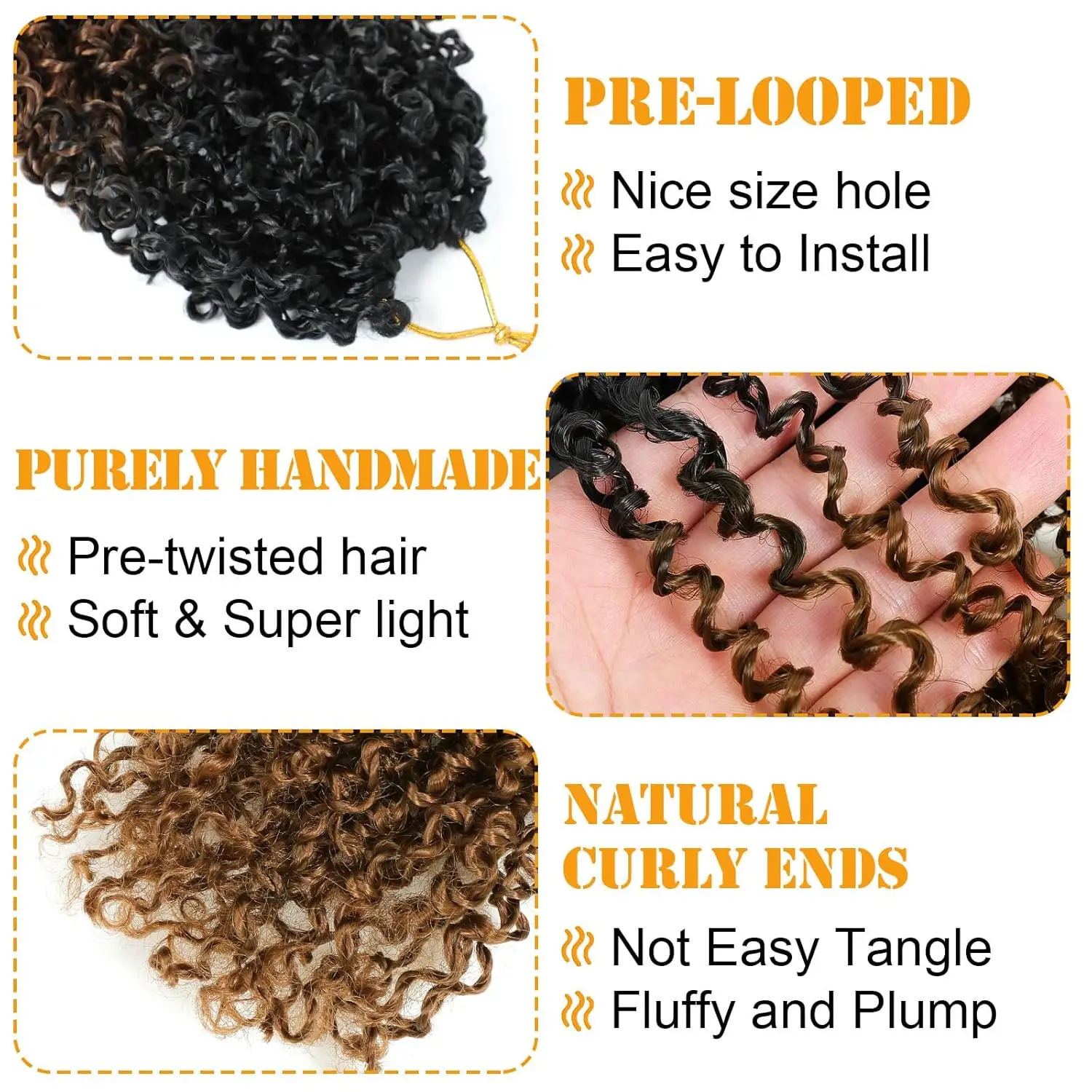 Yanky Twist Crochet Hair para mujeres negras 7 paquetes Pre-bucle Yankee Twist Hair Brown Spring Mini Passion Twist con extremos rizados Sy