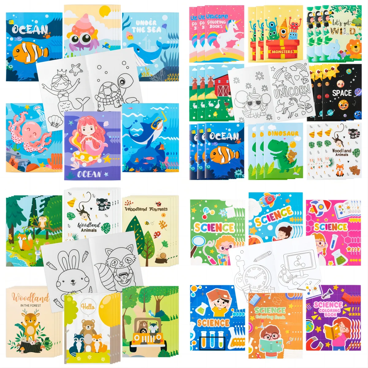 DIY Coloring Book Filling the Ocean Animal/Woodland/Science Theme Pattern Color Book Drawing Atlas Book For School Teaching Supp