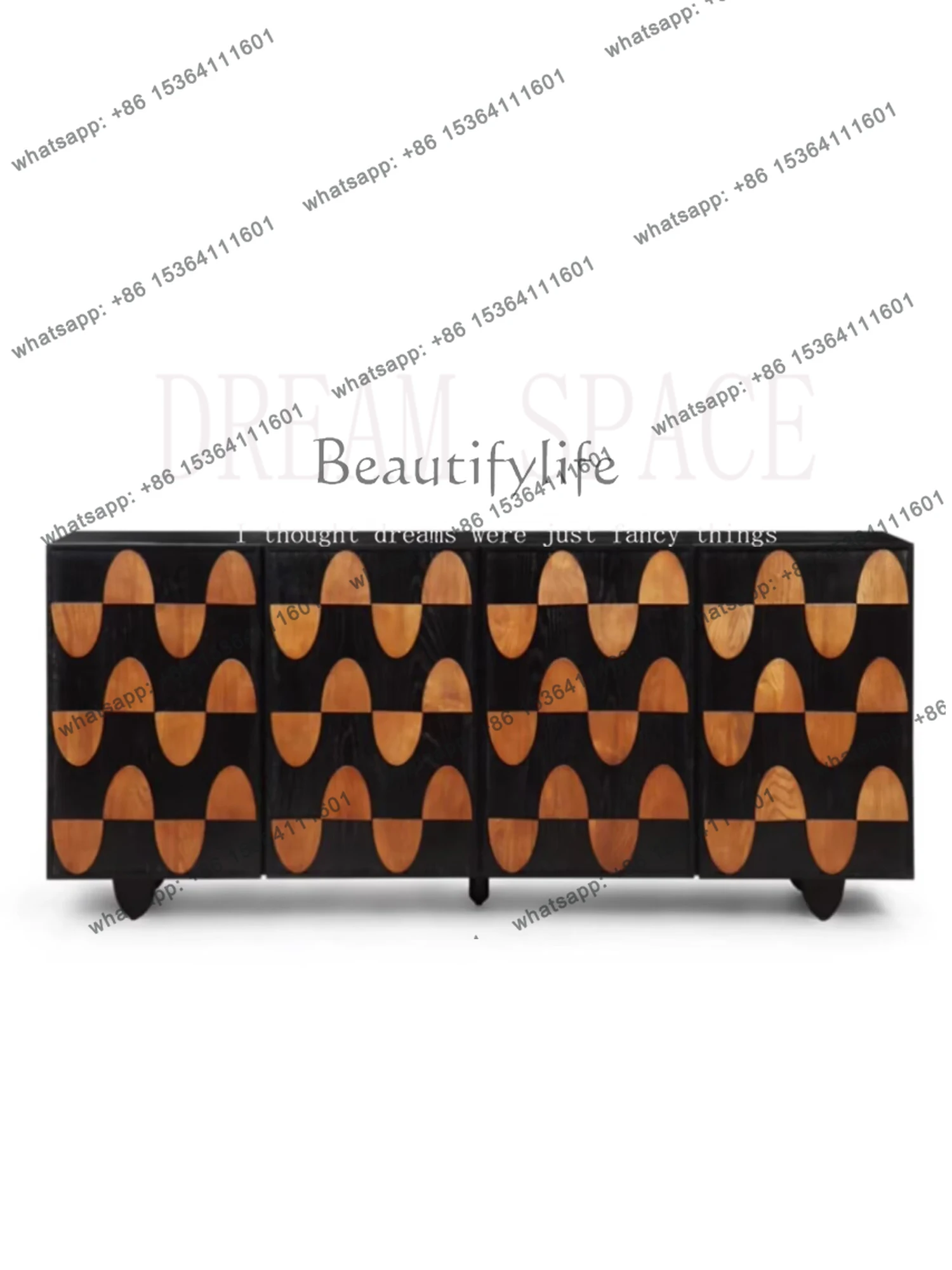 

Medieval Solid Wood Art Dining Side Cabinet Designer Living Room Locker American Entry Porch Cabinet Household