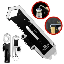 Multi-functional Mini crowbar 9 in 1multi-tool adjustable wrench EDC caliper Measuring ruler Pry bar Pocket outdoor camping tool