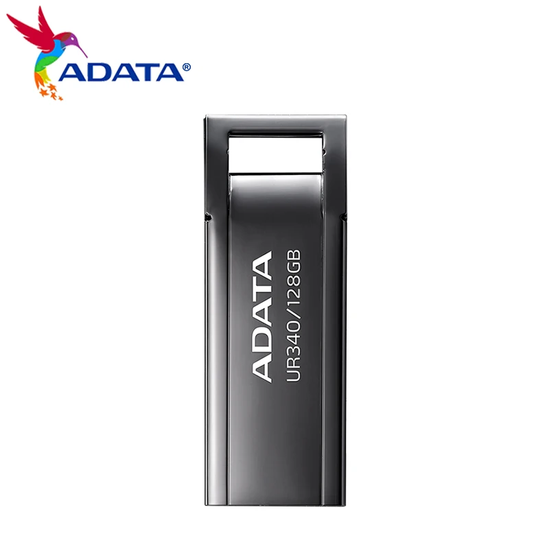 ADATA-High Speed USB Flash Drive, Mini U Stick, Pen Drive de Metal para PC, Desktop, Laptop, Original, USB 3.2, Gen1, UR340, 128GB, 64GB