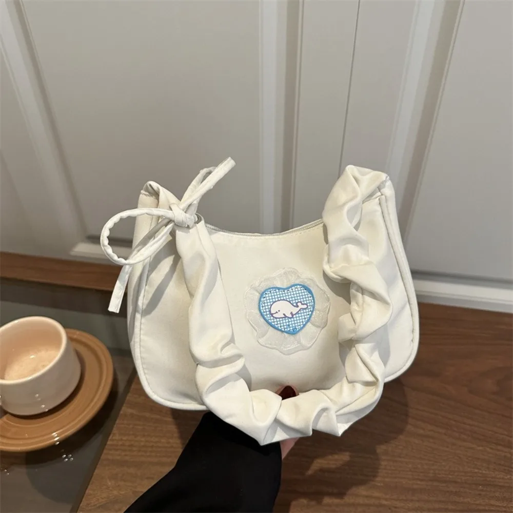 

Fashion Women Shoulder Bag Nylon Sling Bag Cute Canvas Crossbody Bag Bow Handbag Simple Hobo Bag Women Gifts