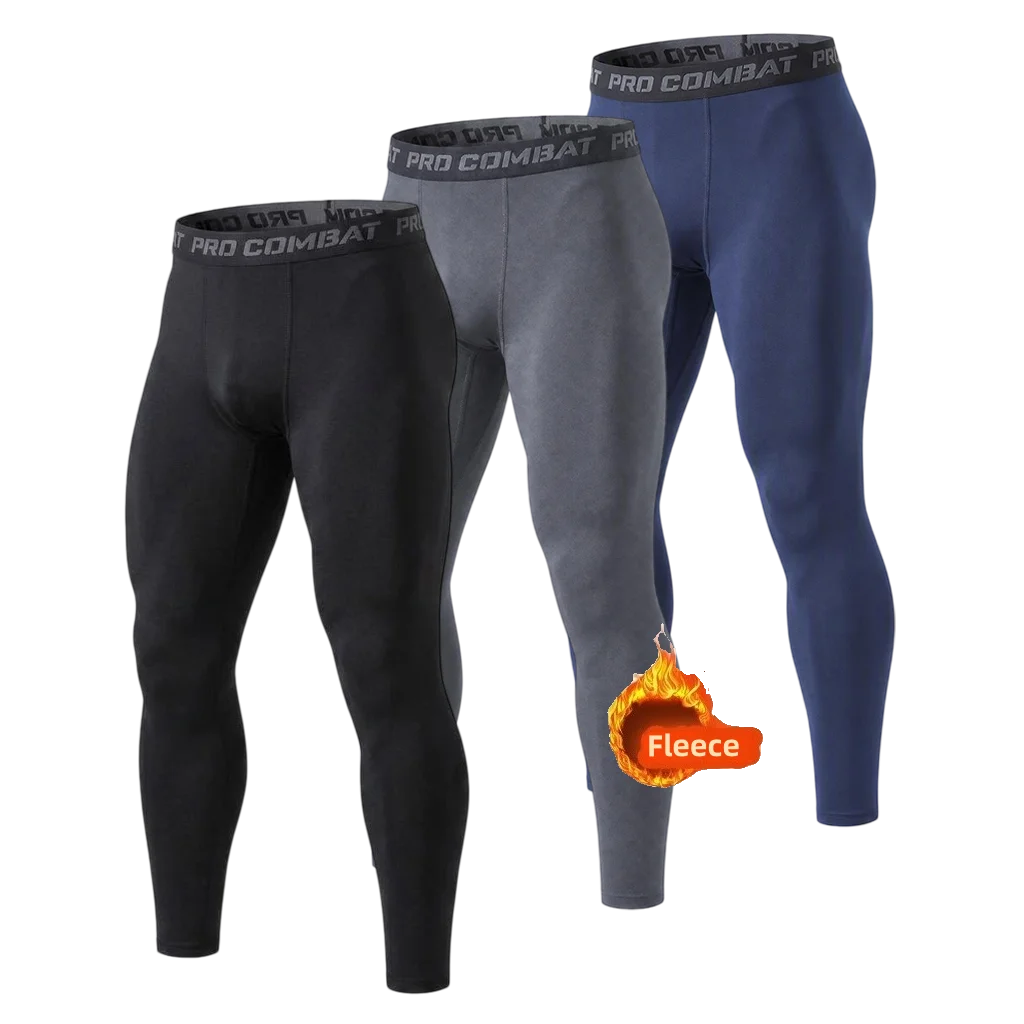 Mens Warm Thin Fleece Base Layer Pants Tight Compression Leggings Thermal Underwear Sports Trousers For Fitness Training