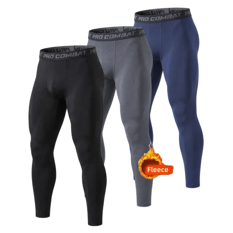 Mens Warm Thin Fleece Base Layer Pants Tight Compression Leggings Thermal Underwear Sports Trousers For Fitness Training
