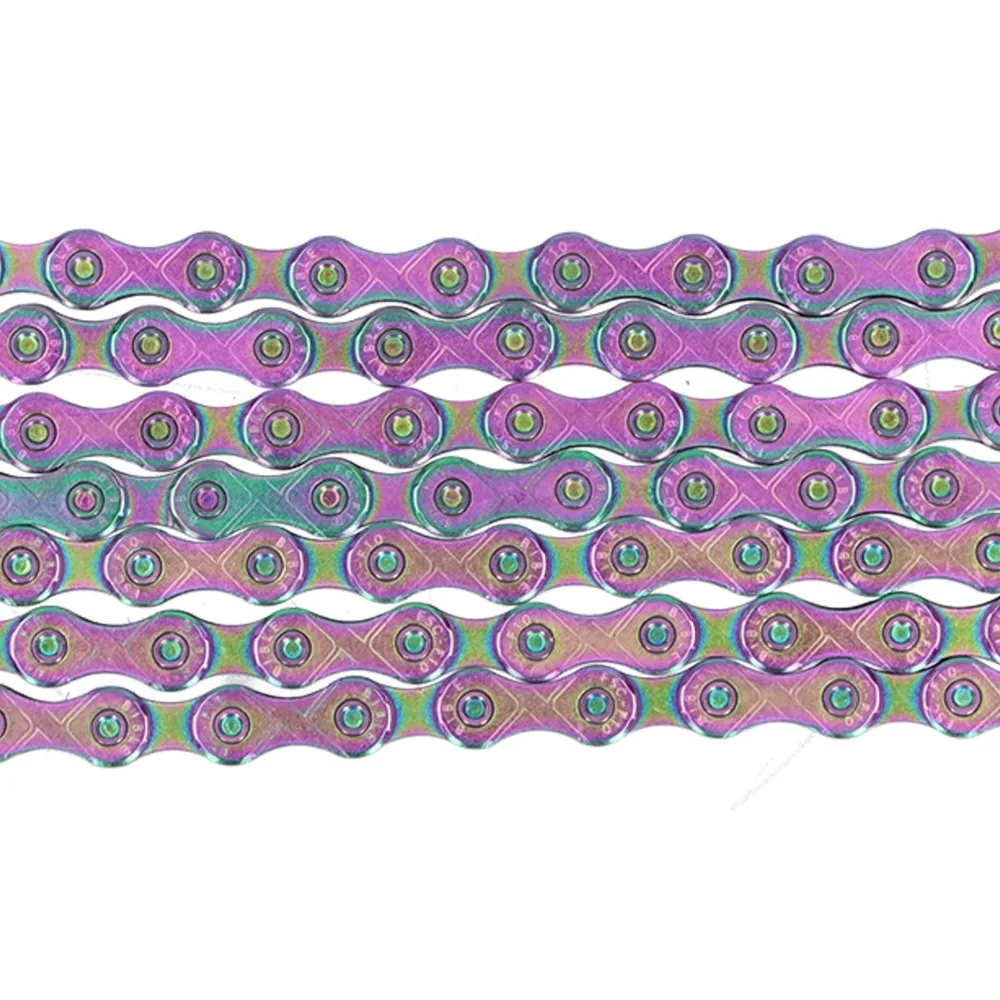 

10 Speed Bicycle Chain 116 Links Manganese Steel Rainbow Chain with Buckle High Strength Variable Speed Chain